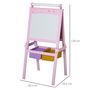 Voir la diapositive 3 : HOMCOM Tableau enfant - chevalet enfant - ardoise double face - tableau blanc tableau à craie - rouleau papier + paniers rangement intégrés - MDF rose