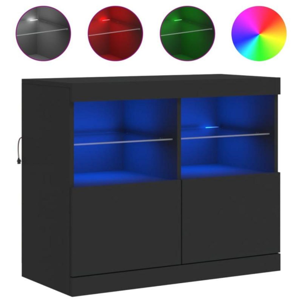 VIDAXL Buffet avec lumières LED noir 81x37x67 cm