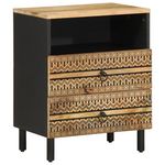 VIDAXL Table de chevet noir 50x33x62 cm bois de manguier massif brut