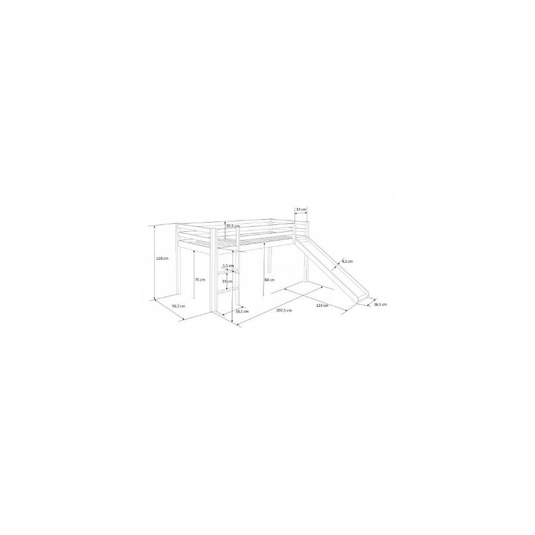 Voir la diapositive 3 : HomeStyle4U Lit mezzanine gris pour enfants avec toboggan et echelle, 90 x 200 cm