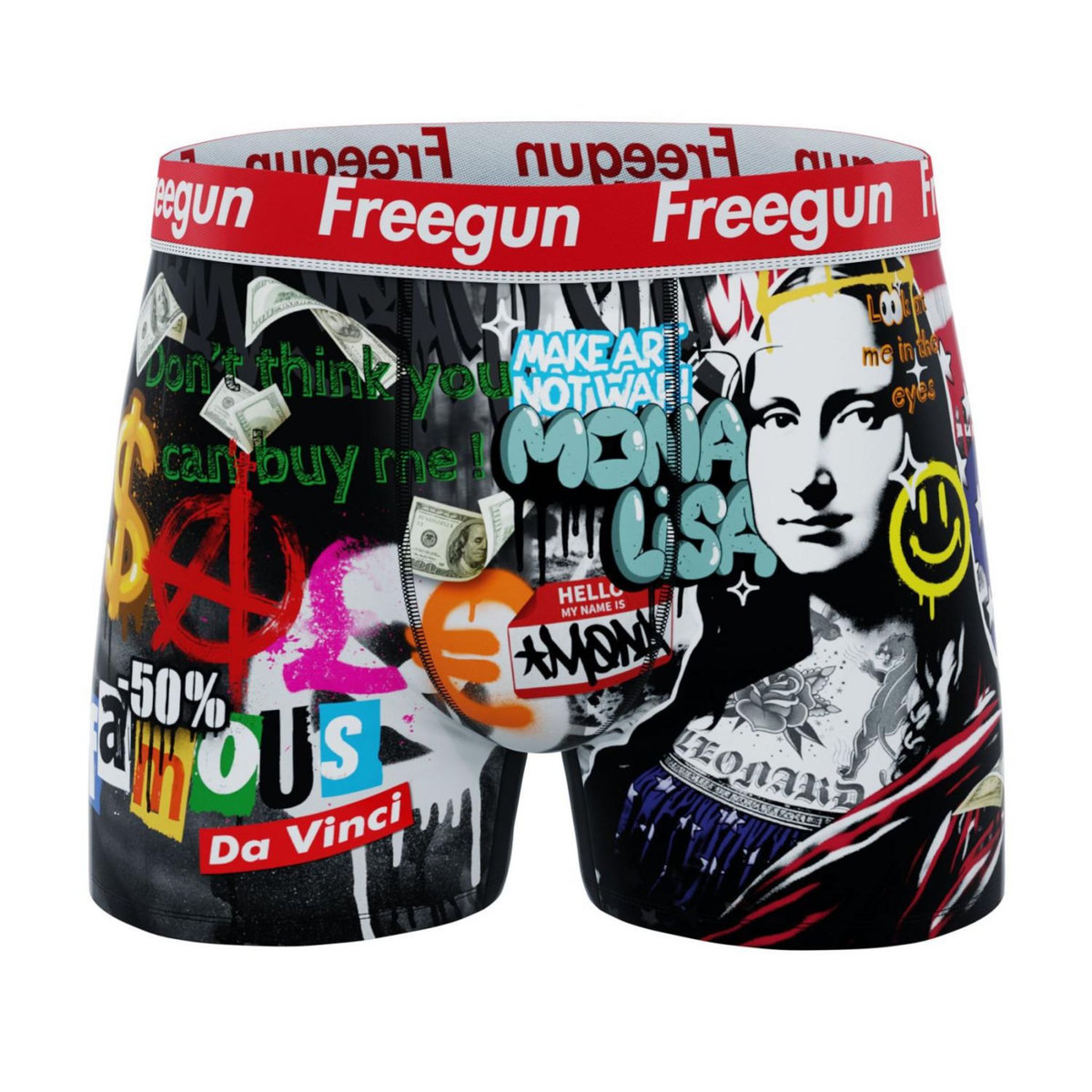FREEGUN Lot de 3 boxers homme Pop Art Mona Lisa