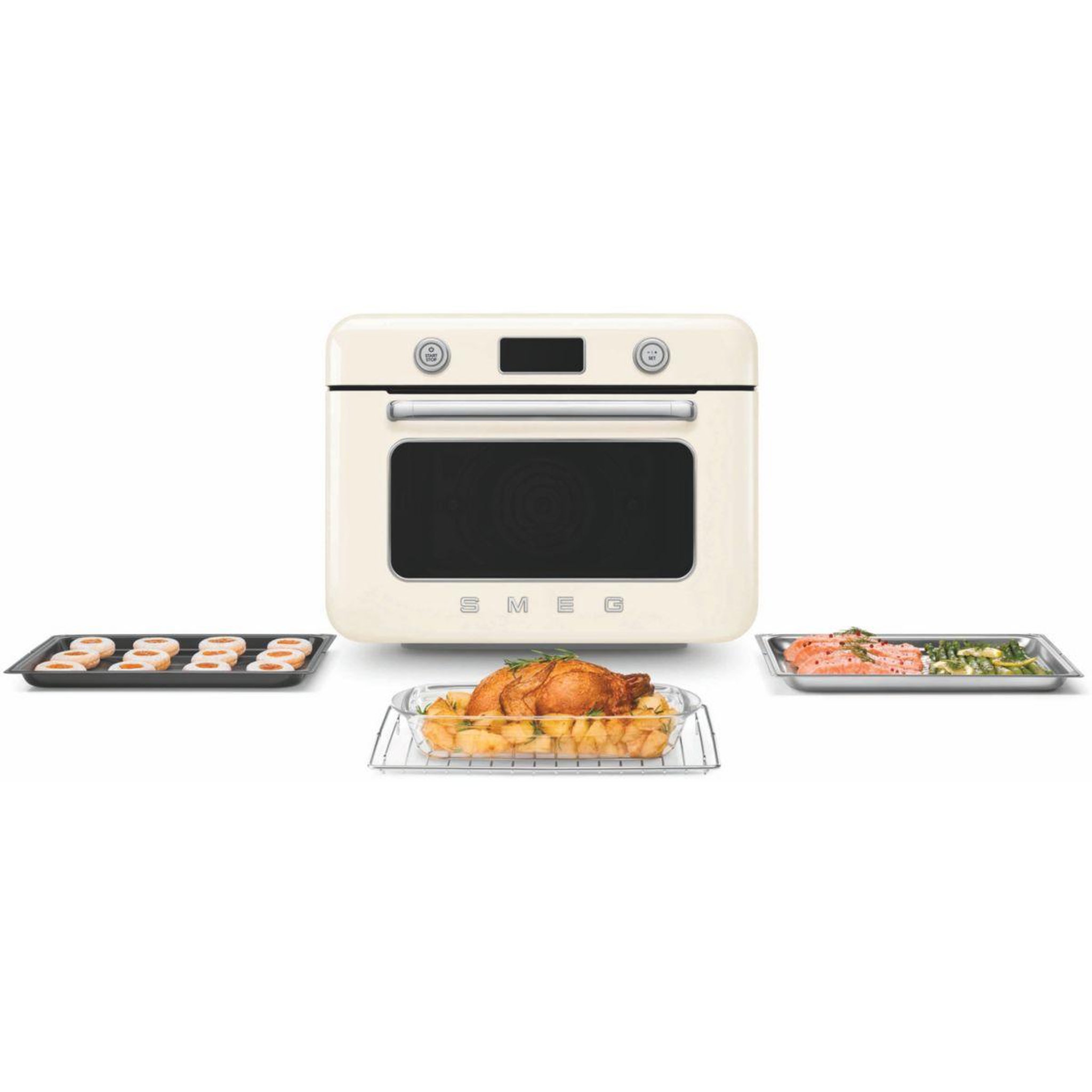 Voir la diapositive 4 : SMEG Mini four combiné vapeur 1800w crème - COF01CREU
