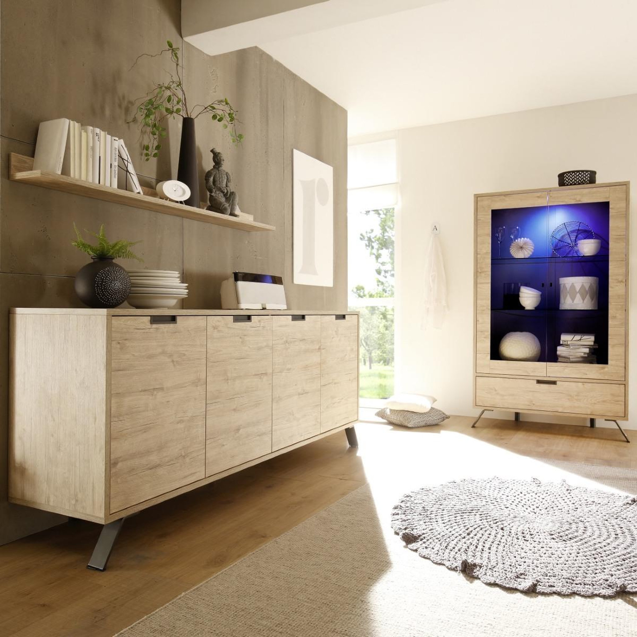 Voir la diapositive 4 : JLC KREATION Buffet moderne en bois 4 portes 210cm DIANA