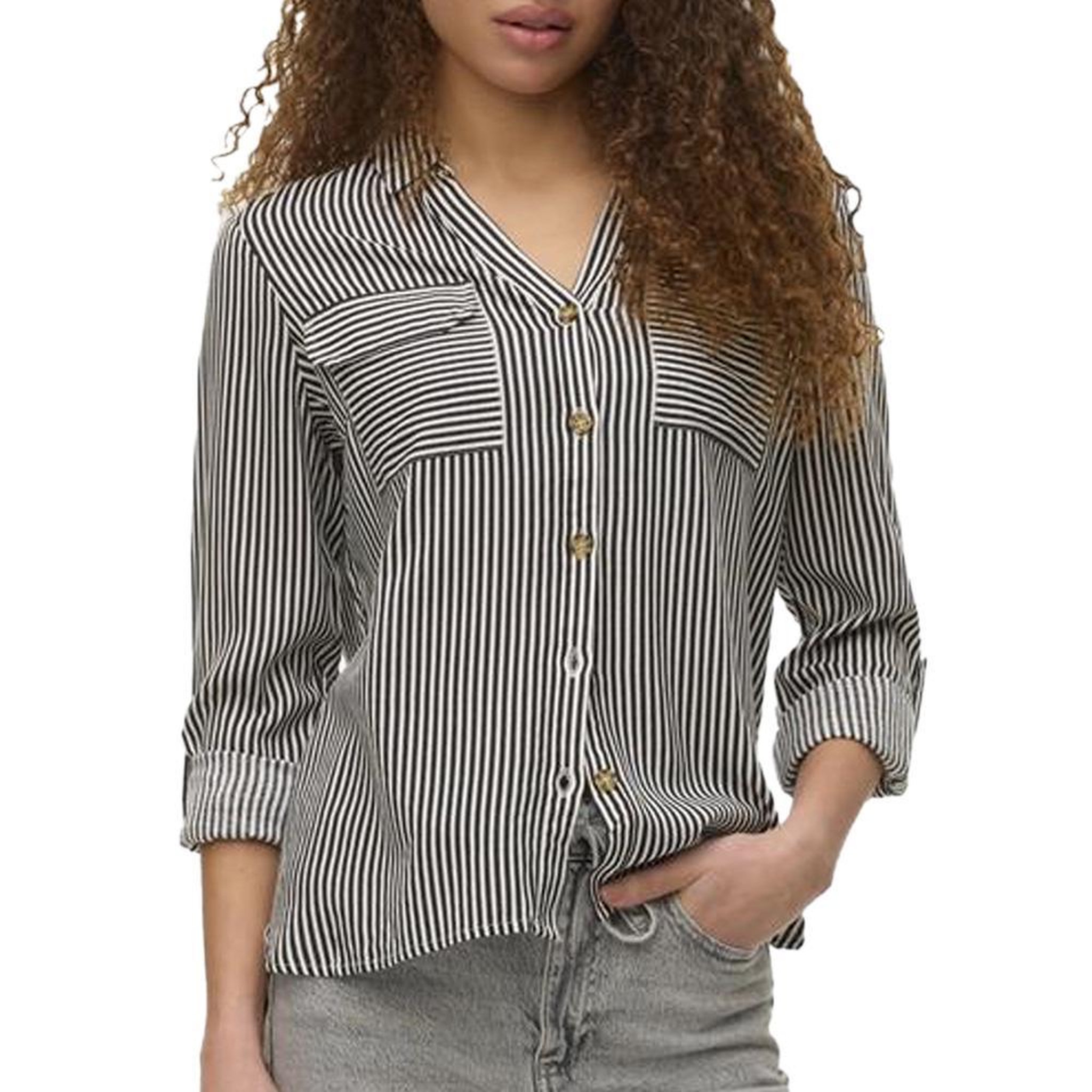Voir la diapositive 1 : Vero Moda Chemise Chocolat/Blanc Femme Vero Moda Bumpy