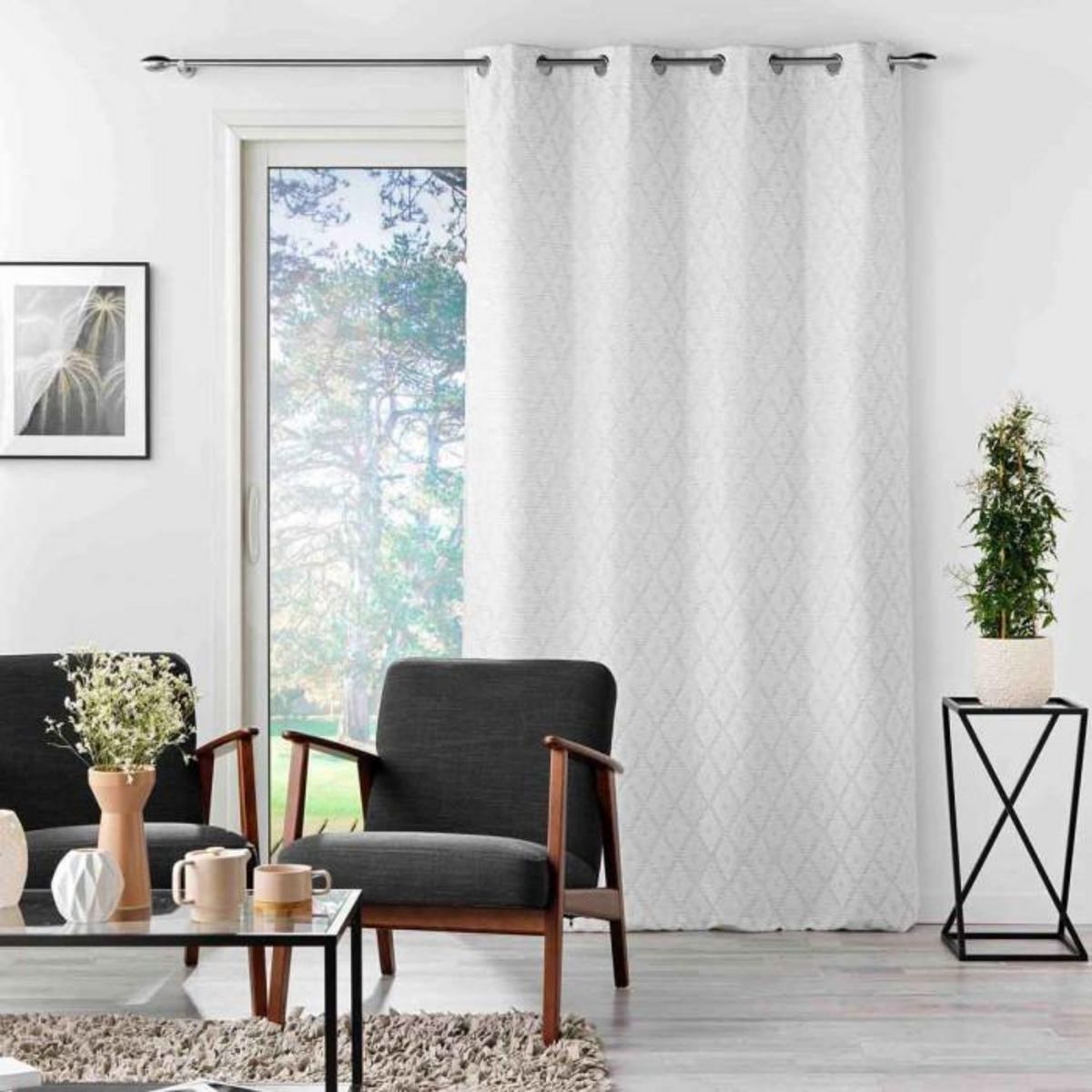 Paris Prix Rideau à Œillets Jacquard  Balista  140x260cm Gris