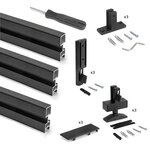 EMUCA SRL Kit structure modulaire Zero pour ferrures et profils, montage sol et mur, triple, noir