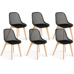 ID MARKET Lot de 6 chaises MANDY noires pour salle à manger