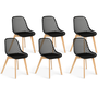 Voir la diapositive 1 : ID MARKET Lot de 6 chaises MANDY noires pour salle à manger