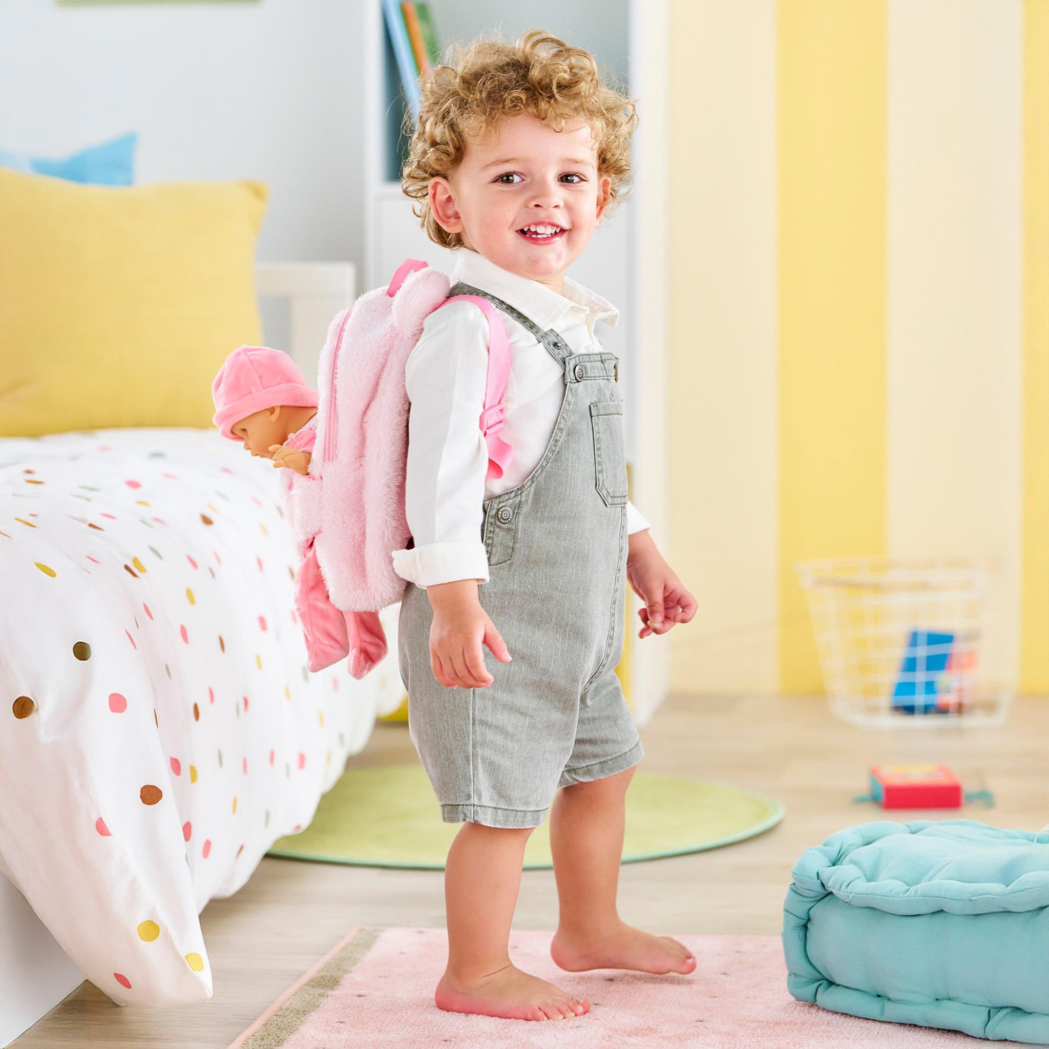 Voir la diapositive 3 : Corolle Sac à Dos Porte-Poupon Peluche Rose pour poupon 30 cm