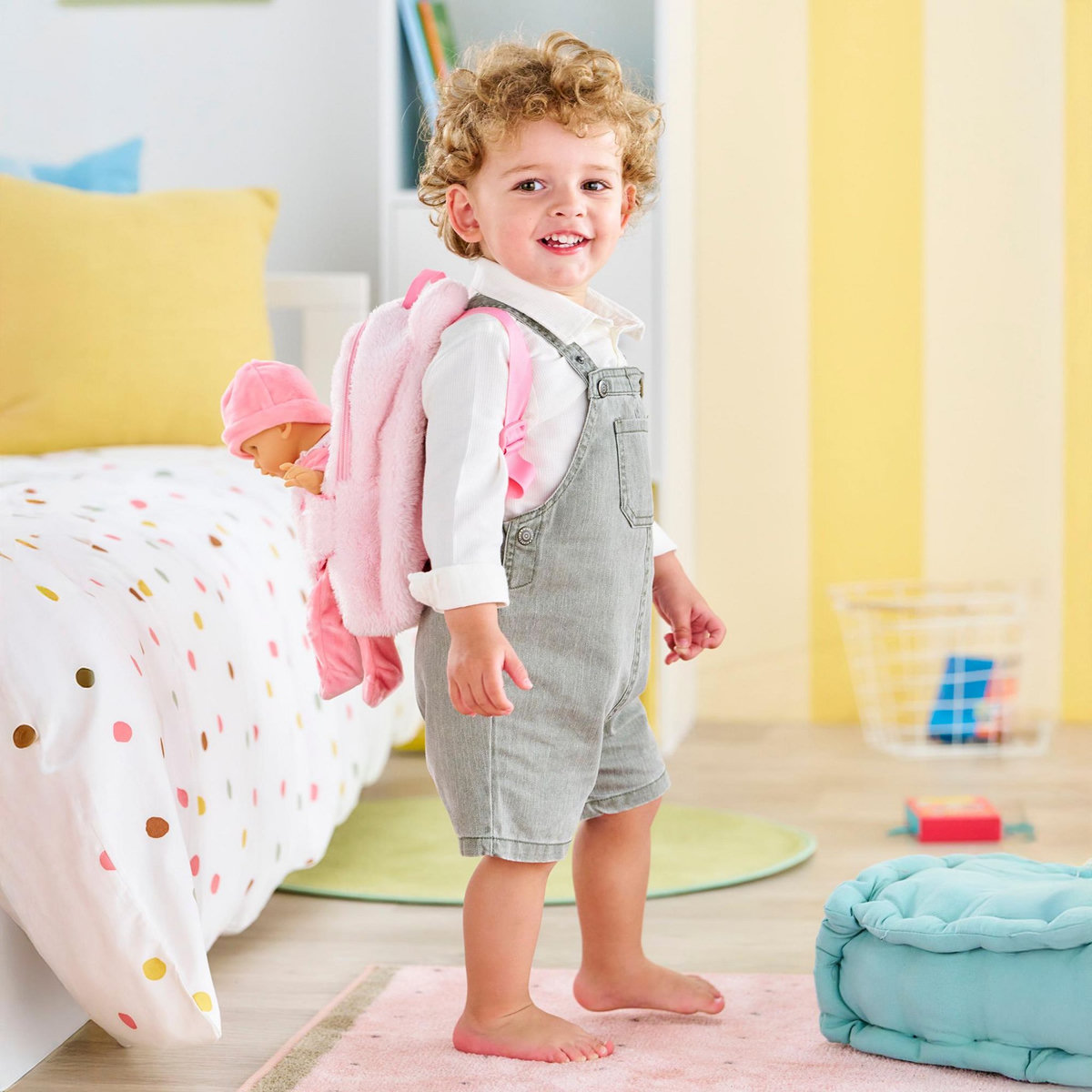 Corolle Sac à Dos Porte-Poupon Peluche Rose pour poupon 30 cm