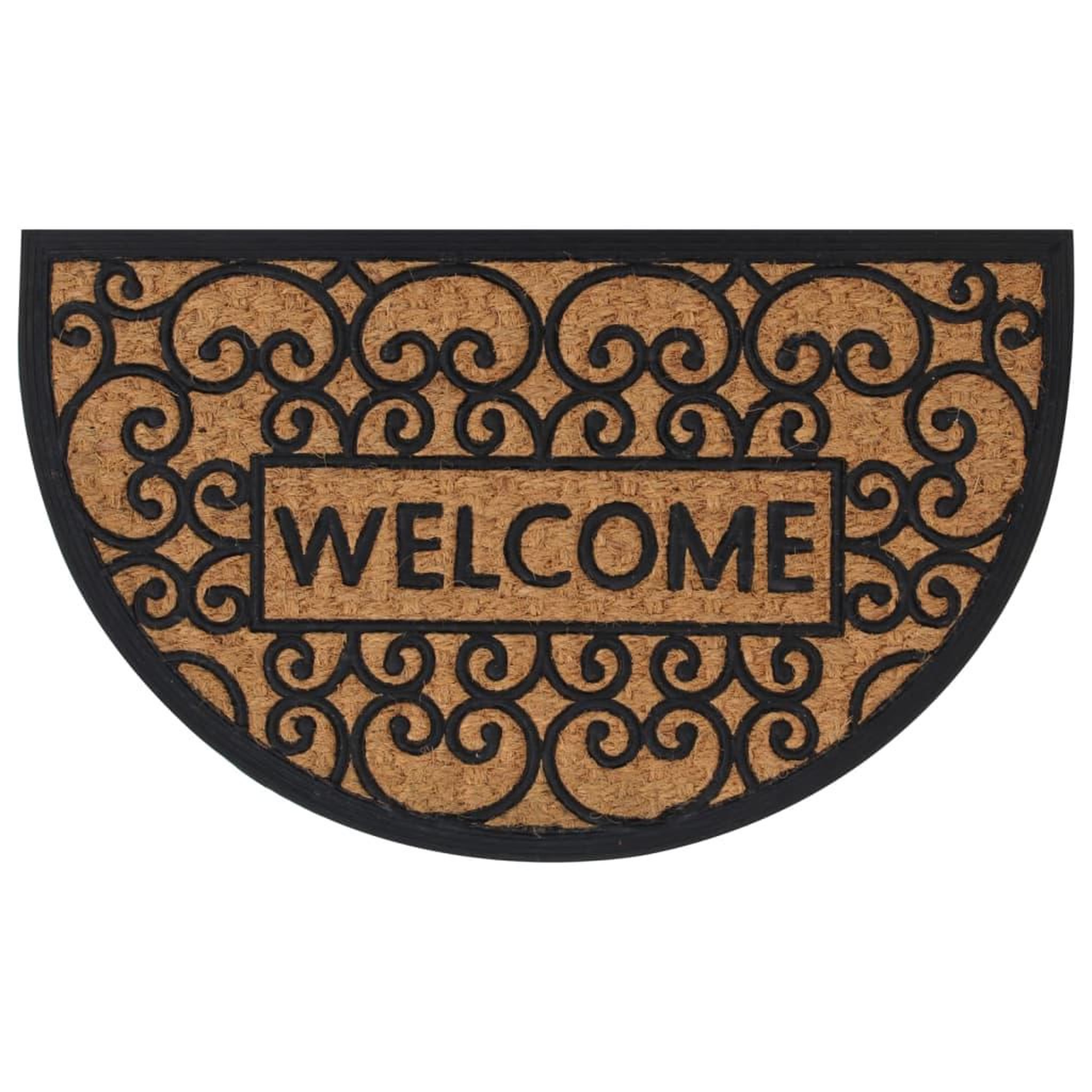 VIDAXL Tapis de porte demi-rond 45x75 cm caoutchouc et fibre de coco