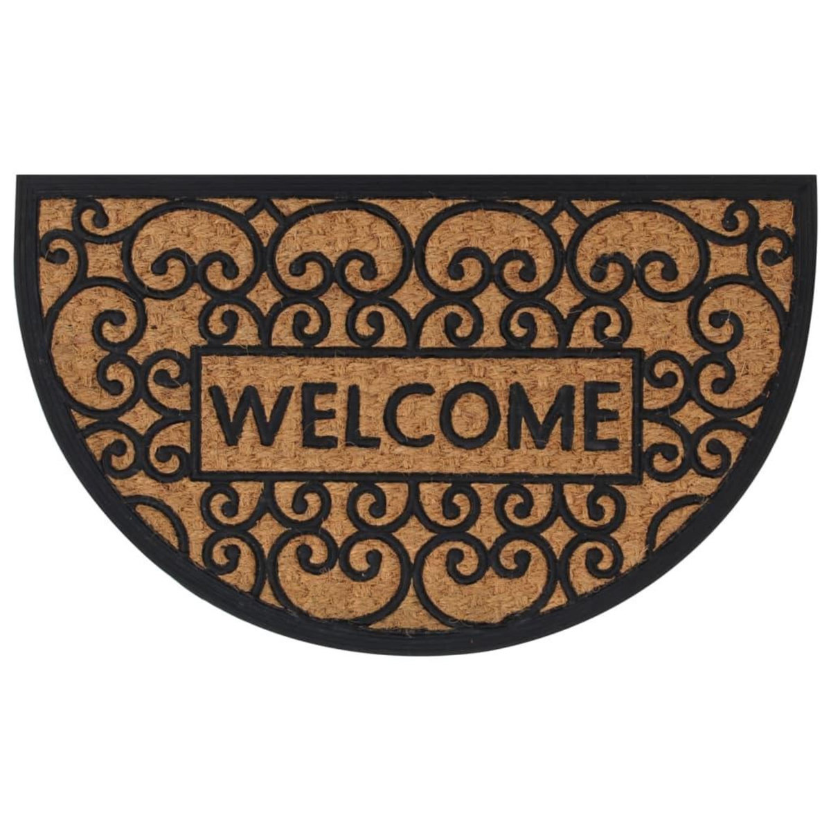 VIDAXL Tapis de porte demi-rond 45x75 cm caoutchouc et fibre de coco