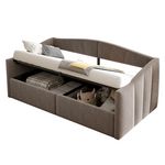 MERAX Lit coffre rembourré. Coloris disponibles : Gris