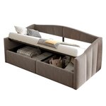 MERAX Lit coffre rembourré. Coloris disponibles : Gris