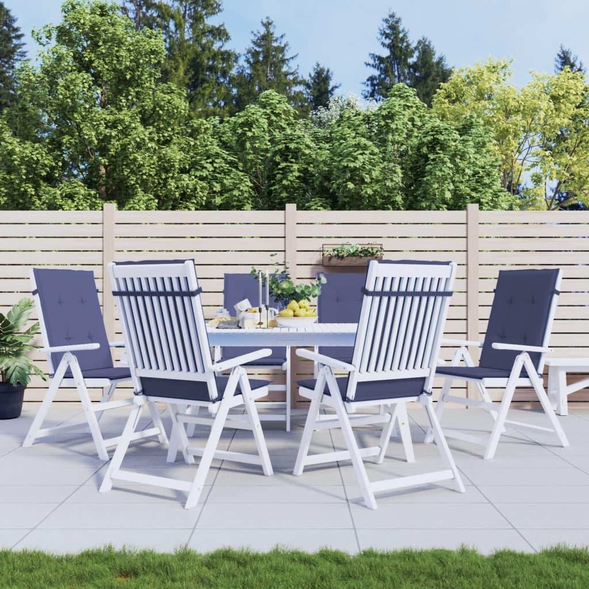VIDAXL Coussins de chaise a dossier haut lot de 6 bleu marine tissu
