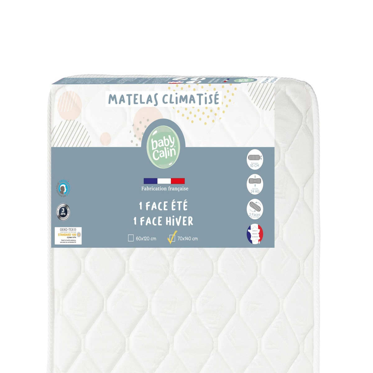 BABYCALIN Matelas climatisé lit bébé 70 x 140 cm - Polyester/Polypropylène - Blanc