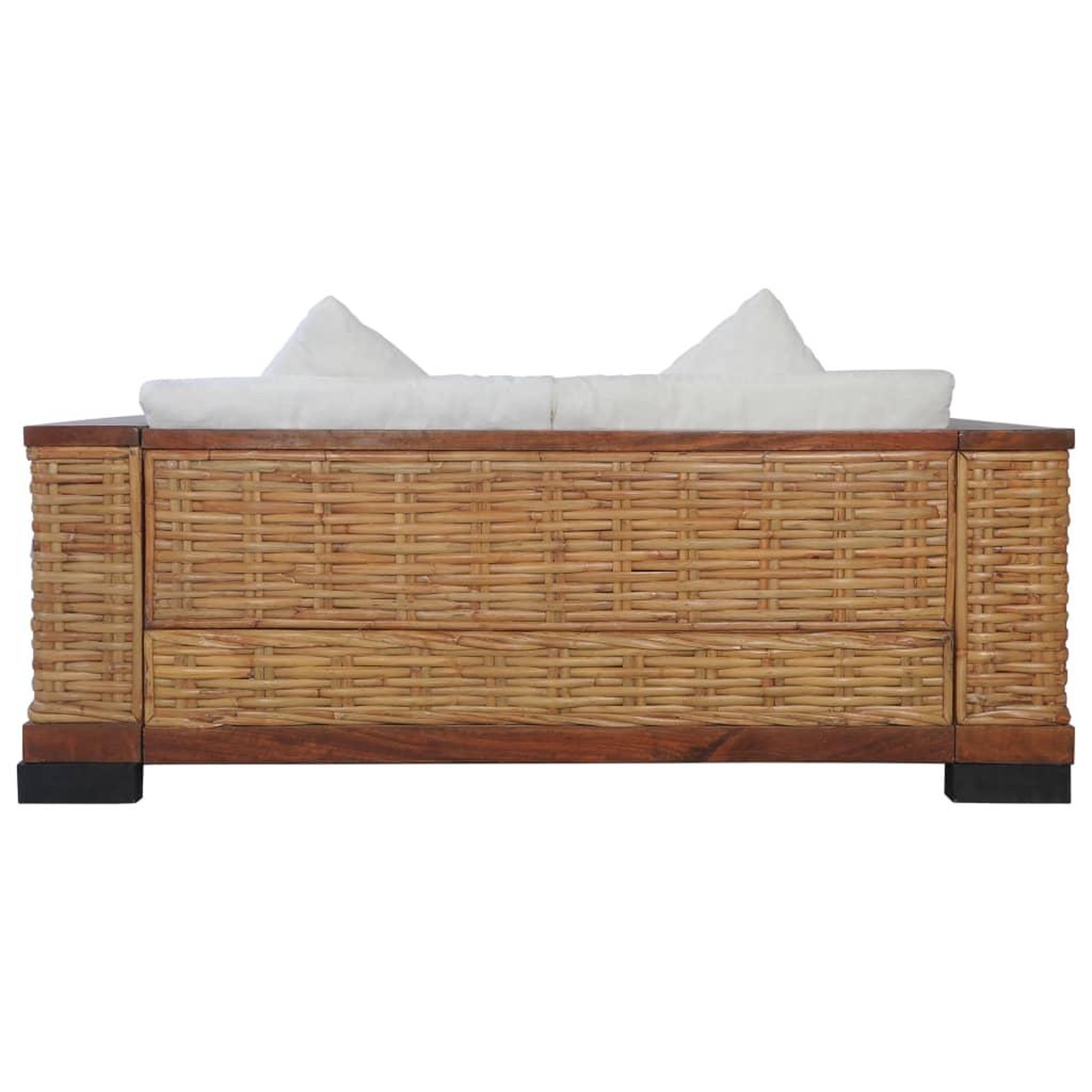 Voir la diapositive 4 : VIDAXL Canape a 2 places avec coussins Marron Rotin naturel
