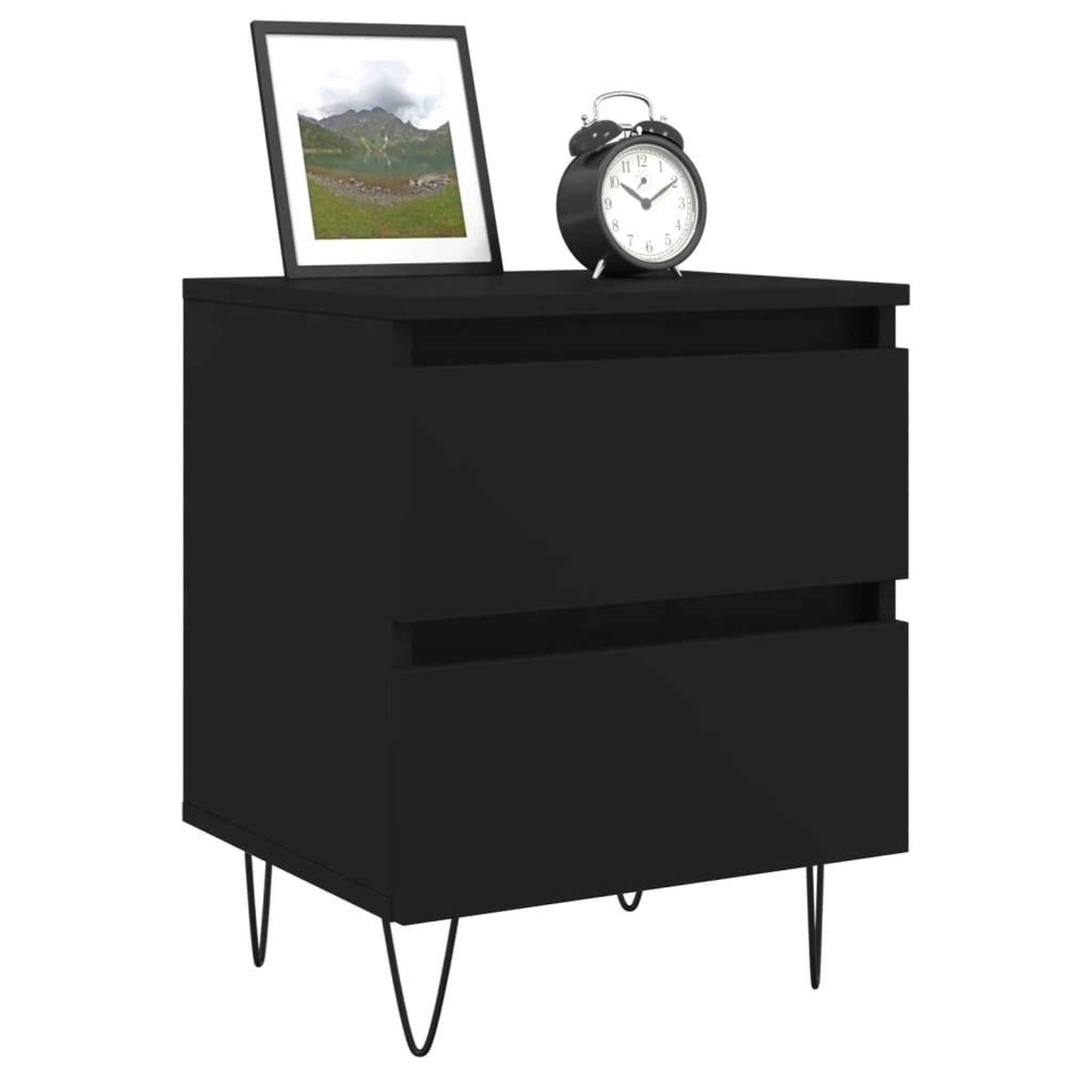 Voir la diapositive 3 : VIDAXL Table de chevet Noir 40x35x50 cm Bois d'ingenierie