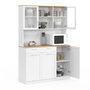 Voir la diapositive 4 : ID MARKET Buffet de cuisine vitré 120 cm VITO 5 portes + 1 tiroir blanc et plateau façon hêtre