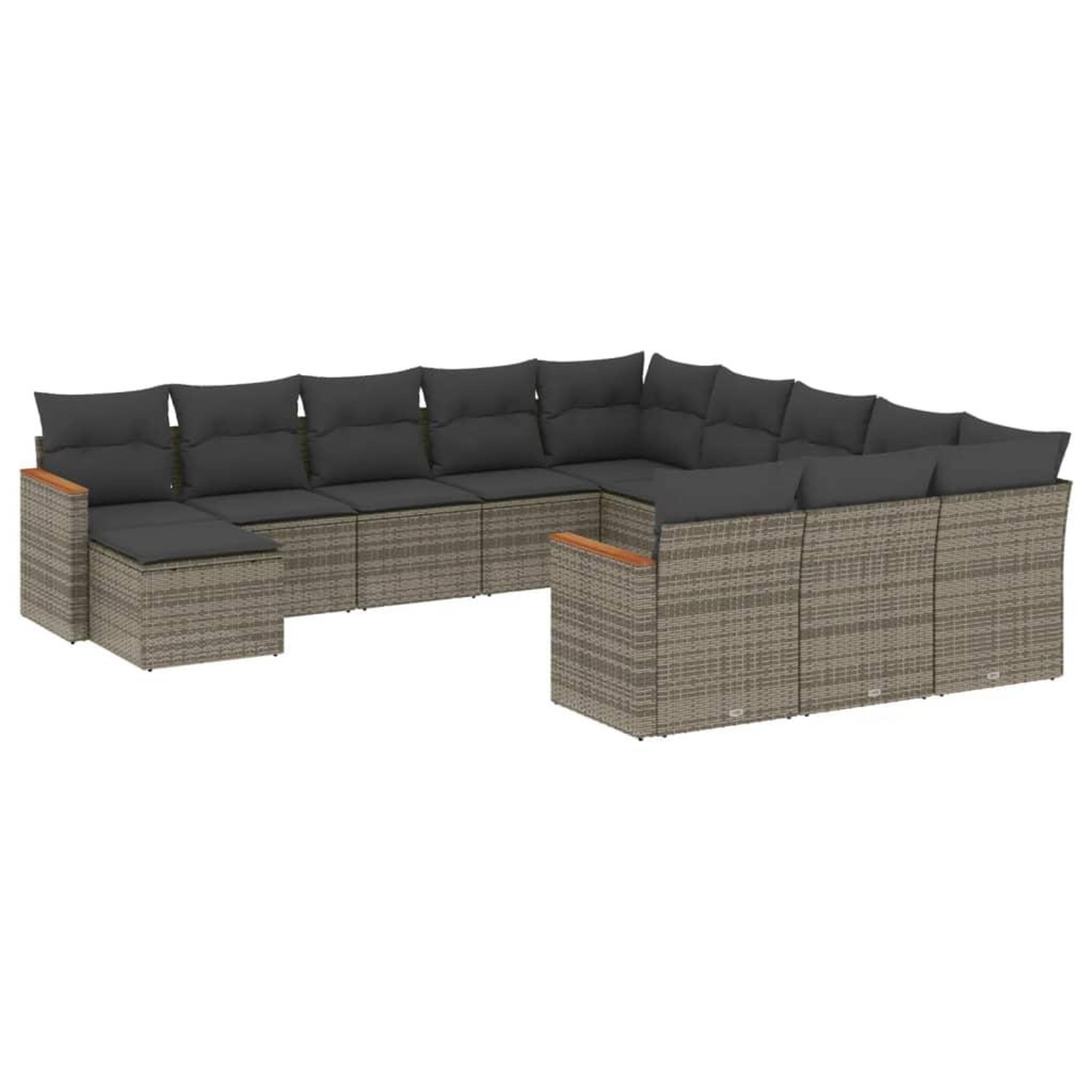 Voir la diapositive 2 : VIDAXL Salon de jardin avec coussins 12 pcs gris resine tressee