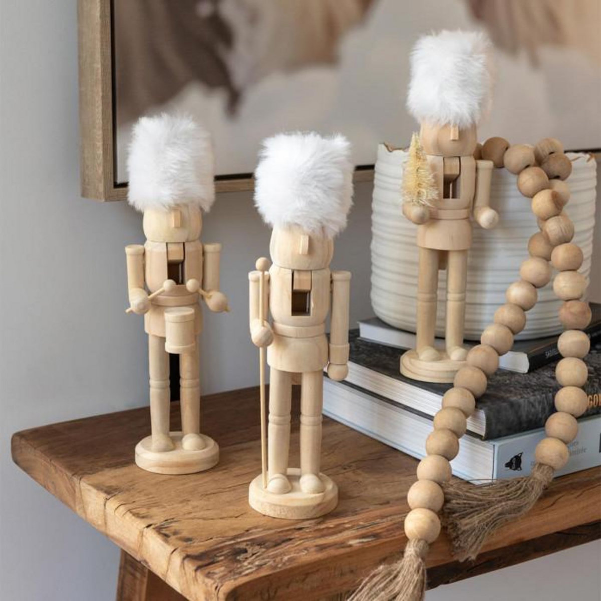 Paris Prix Lot de 3 Casse-Noisettes en Bois  Winter  27cm Naturel