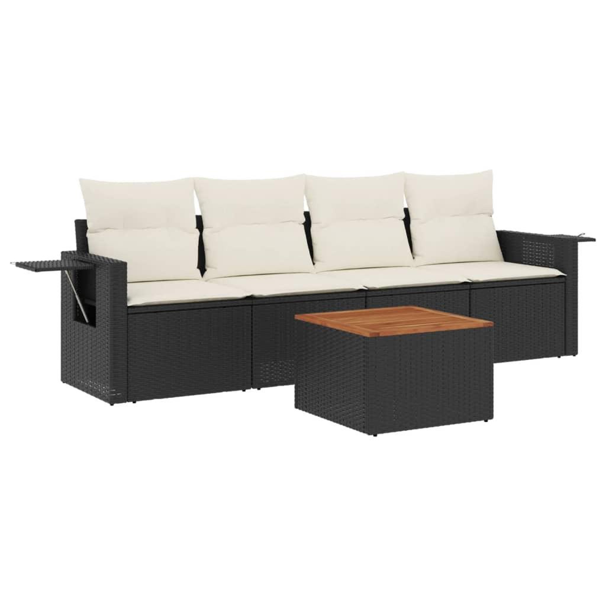 Voir la diapositive 2 : VIDAXL Salon de jardin 5 pcs avec coussins noir resine tressee