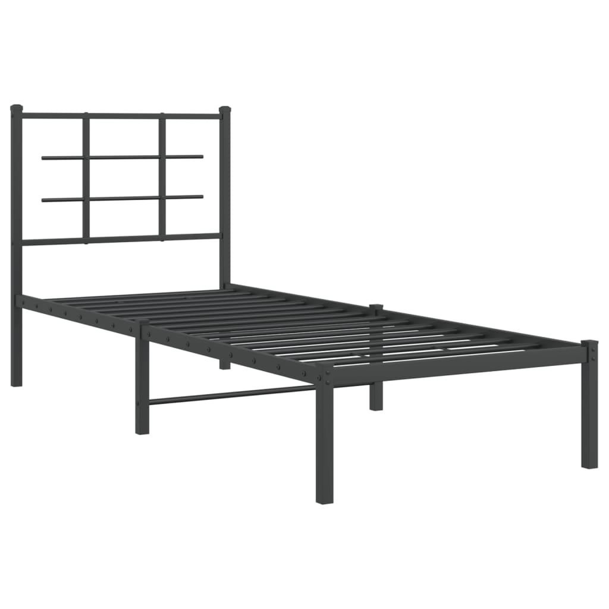 Voir la diapositive 3 : VIDAXL Cadre de lit metal sans matelas avec tete de lit noir 75x190 cm