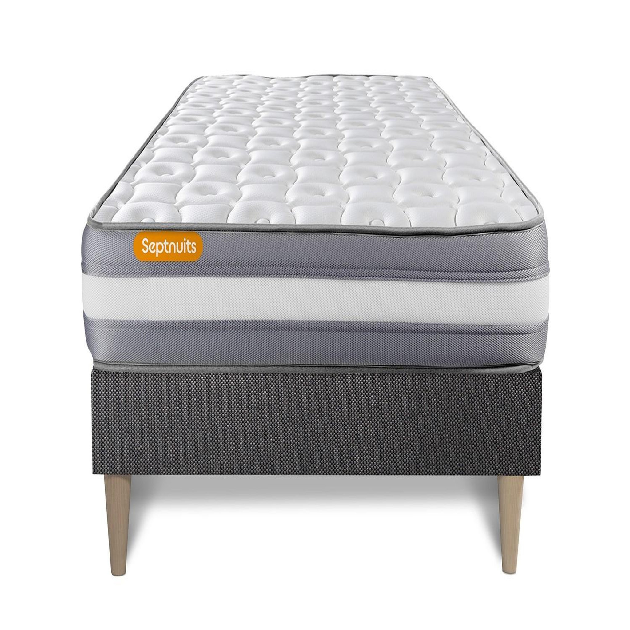 SEPTNUITS Matelas + sommier kit gris Memo Plus Mémoire de forme. Coloris disponibles : Gris
