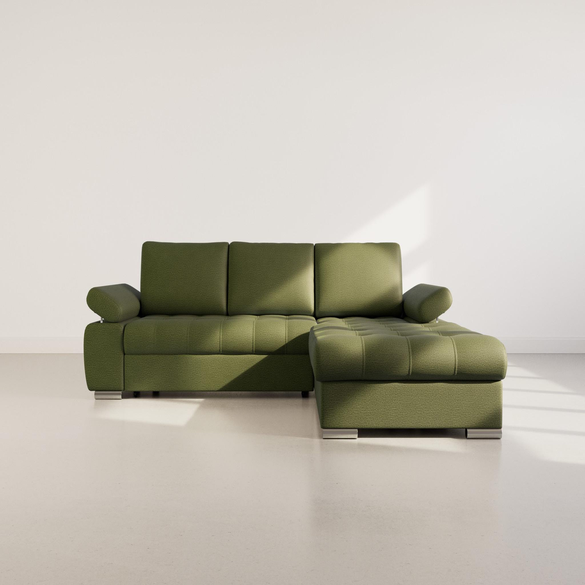 Voir la diapositive 6 : BEST MOBILIER Bianca - canapé d'angle droit 4 places convertible avec coffre en tissu texturé
