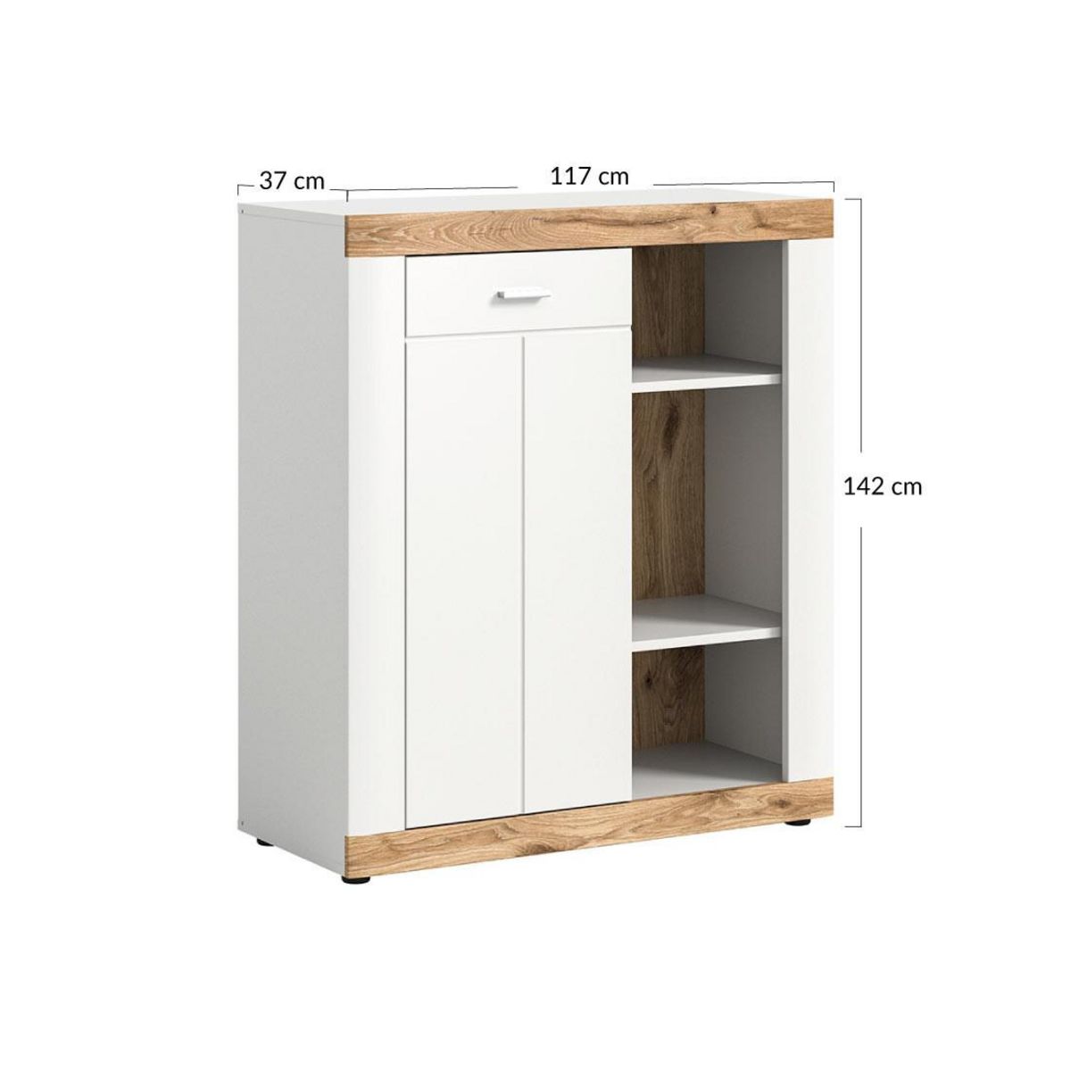 BEST MOBILIER Coventry - buffet haut - blanc et effet bois - 91x104 cm
