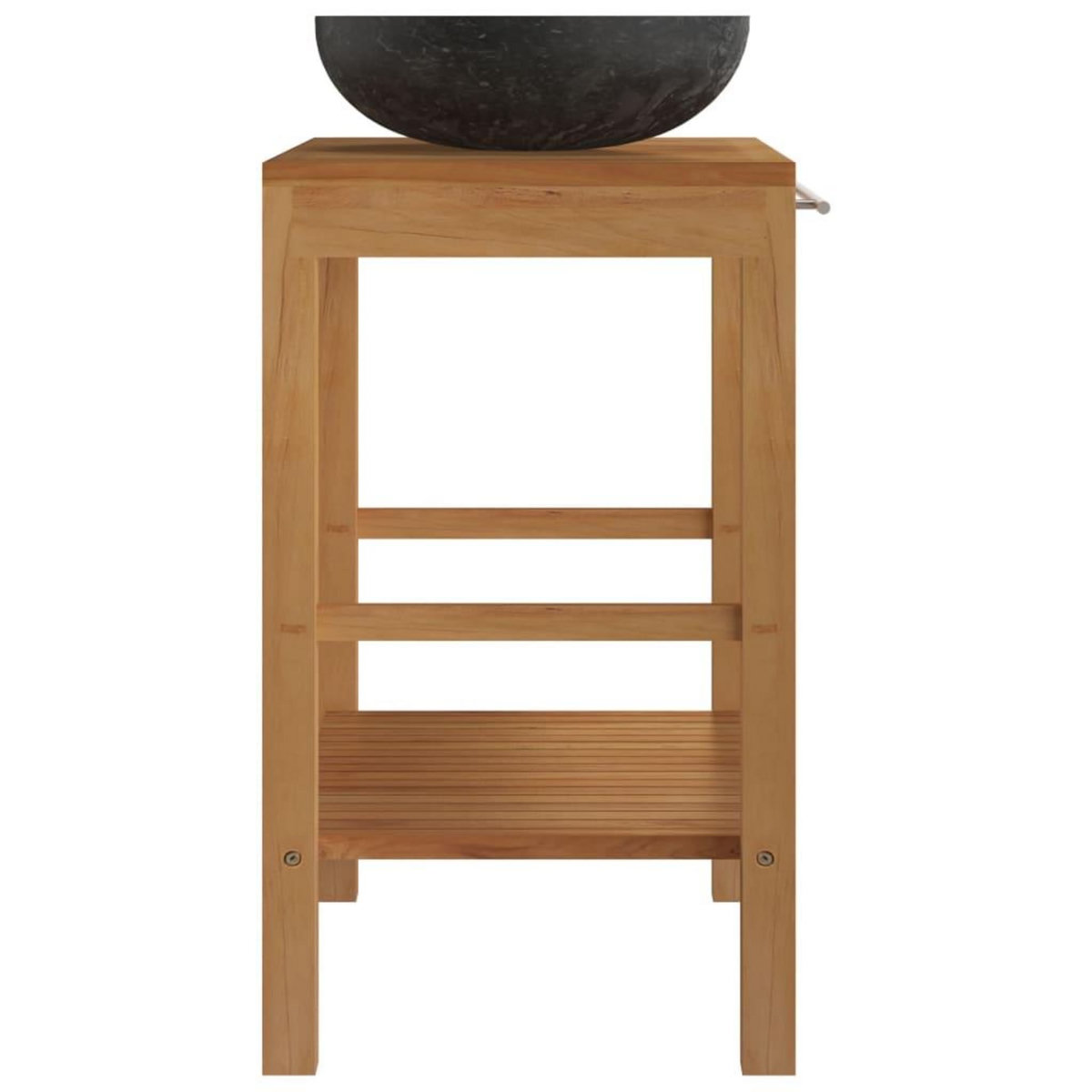 VIDAXL Armoire de toilette en teck solide avec lavabo en marbre Noir
