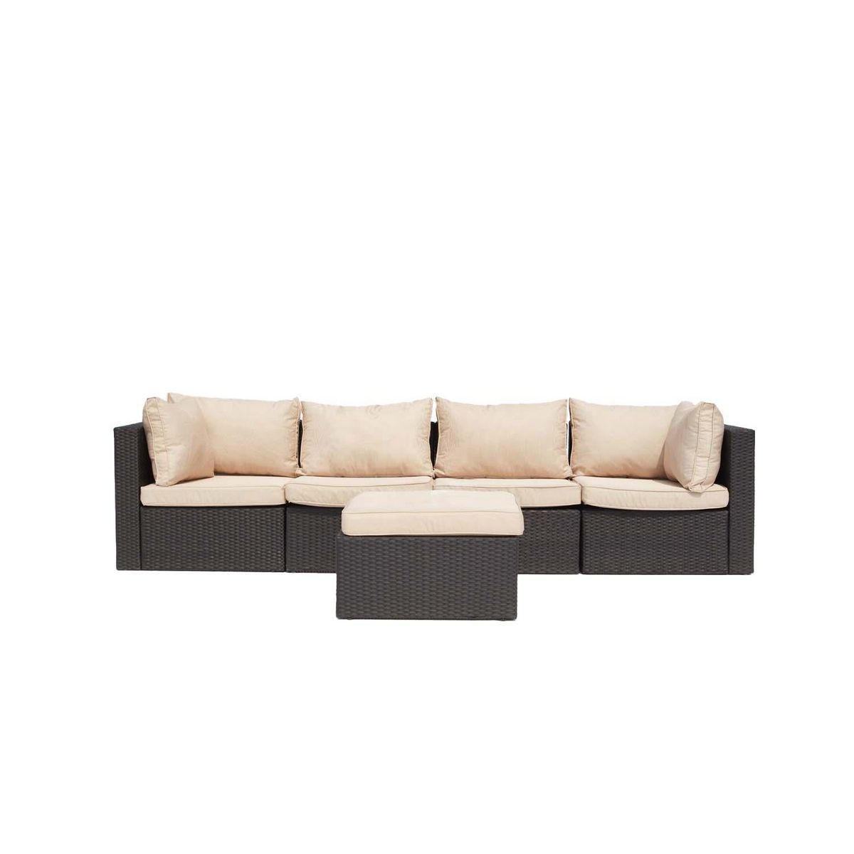 CONCEPT USINE Salon de jardin modulable 5 places en résine tressée blanc MILANO