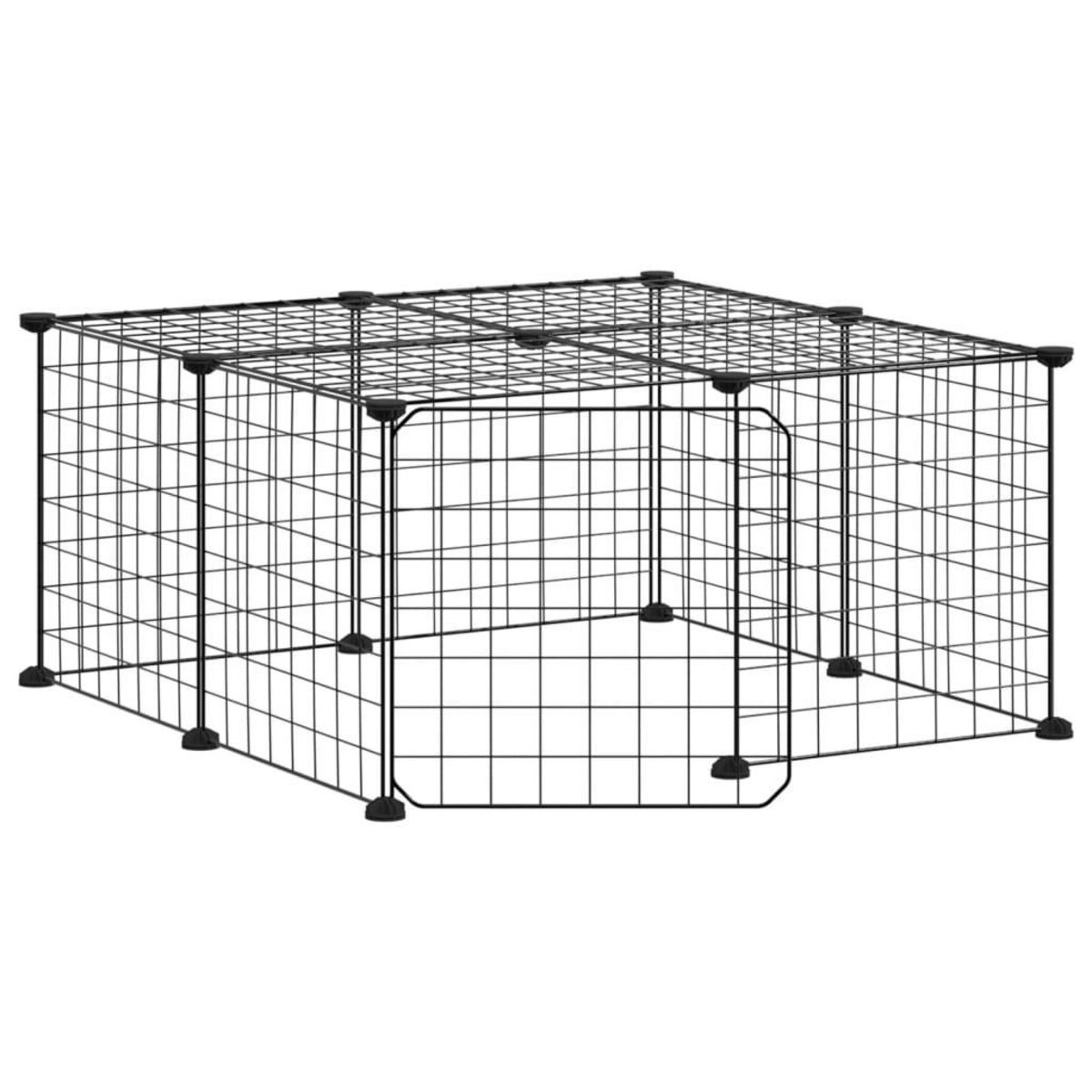 VIDAXL Cage animaux de compagnie a 12 panneaux et porte Noir 35x35 cm