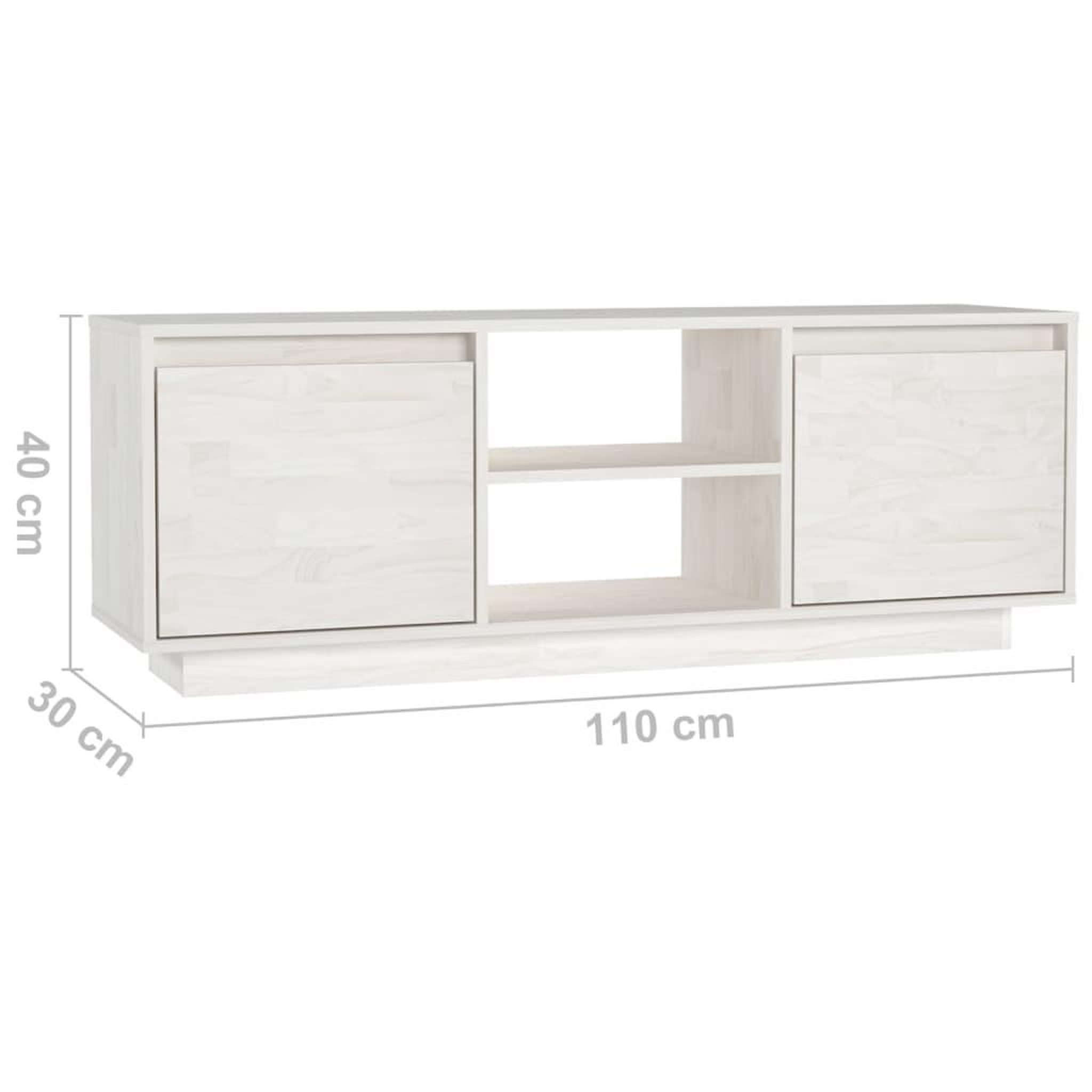 Voir la diapositive 6 : VIDAXL Meuble TV Blanc 110x30x40 cm Bois de pin massif