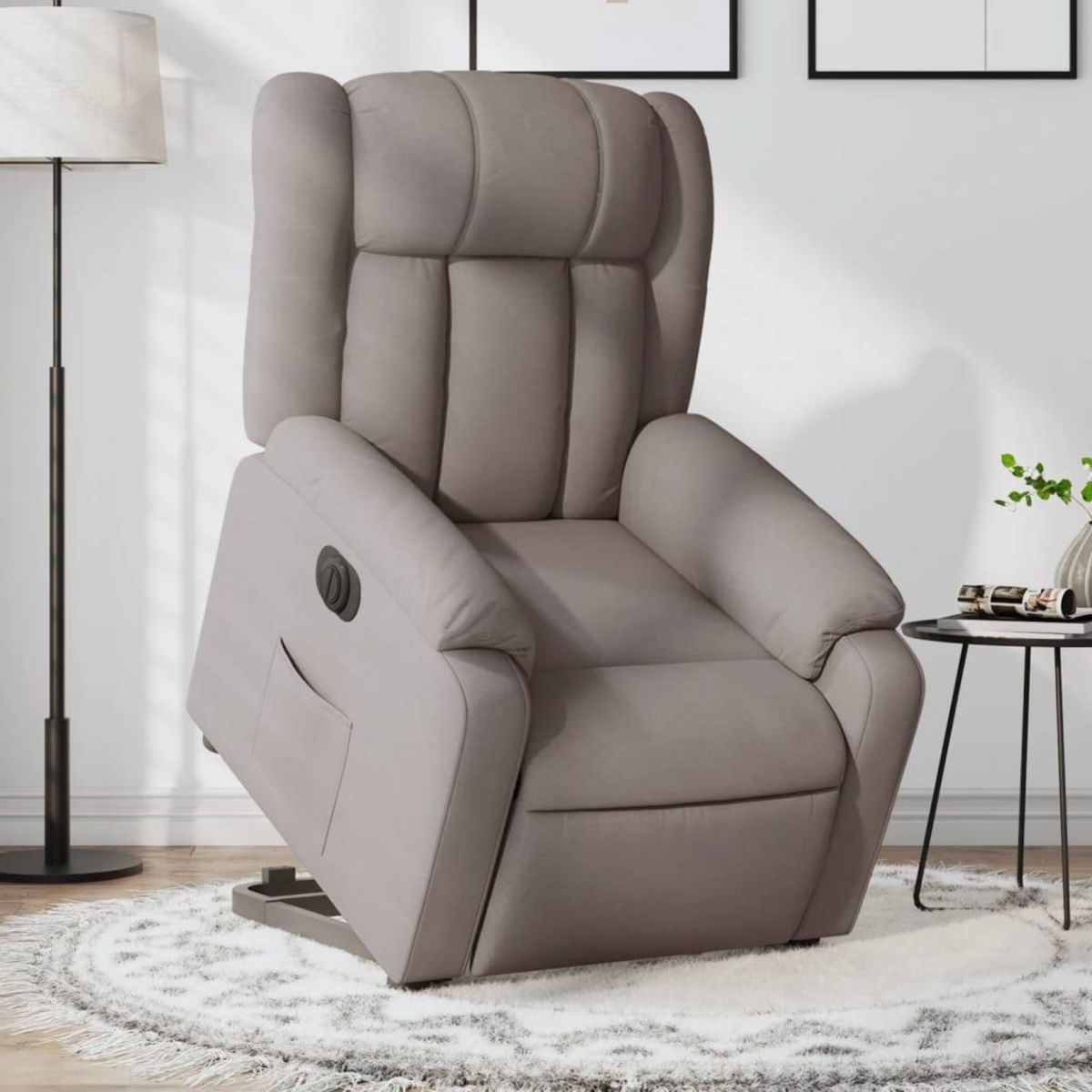 VIDAXL Fauteuil inclinable electrique taupe tissu
