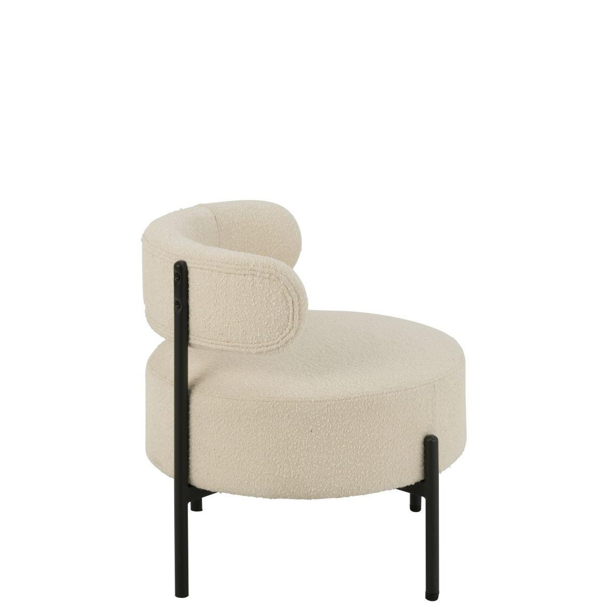 Voir la diapositive 3 : J-LINE Fauteuil lounge en tissu bouclé  aldo  67cm blanc