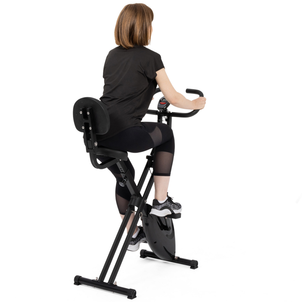 ID MARKET Vélo d'appartement pliable selle réglable avec dossier écran LCD multifonction