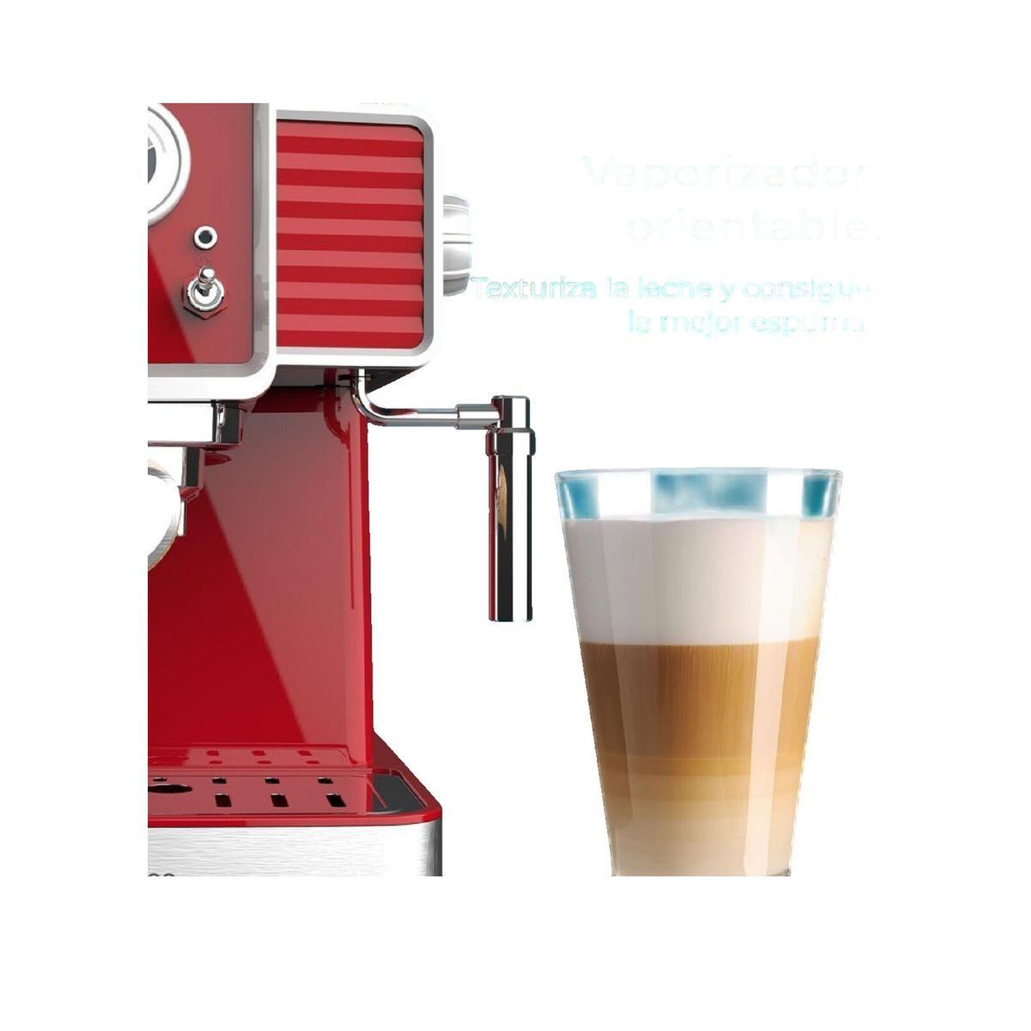 Voir la diapositive 2 : CECOTEC Cafetière express manuelle Cecotec 1350W 20 bars Rouge 1.5L