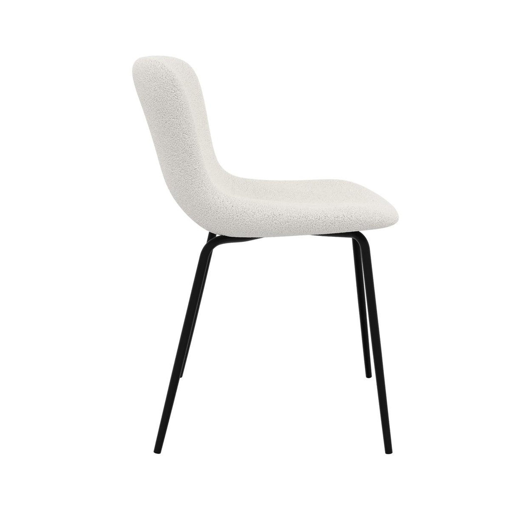 Voir la diapositive 6 : MAISON PAVANE Lot de 2 chaises effet laine bouclette blanche et pieds en métal-koko