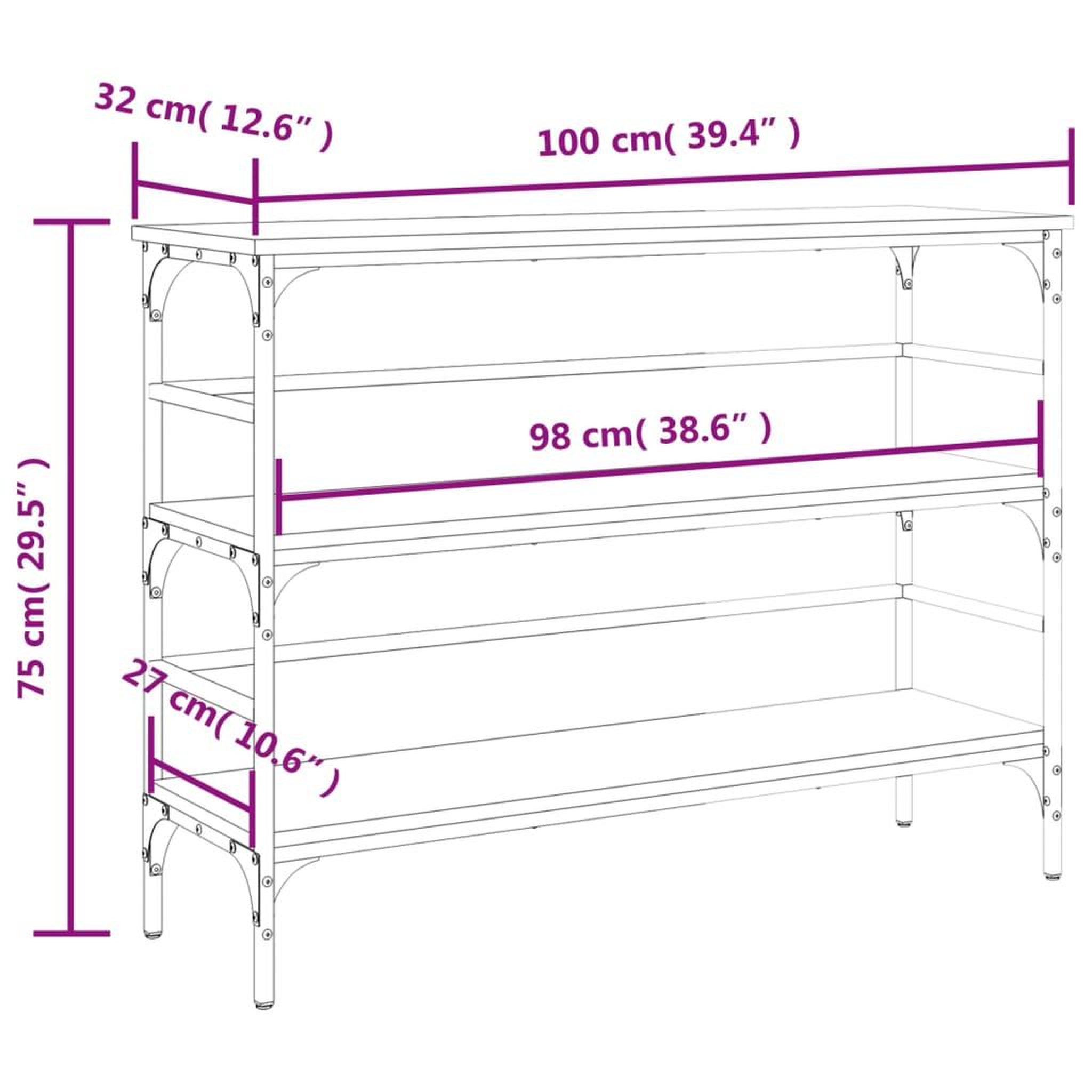 Voir la diapositive 6 : VIDAXL Table console sonoma gris 100x32x75 cm bois d'ingenierie