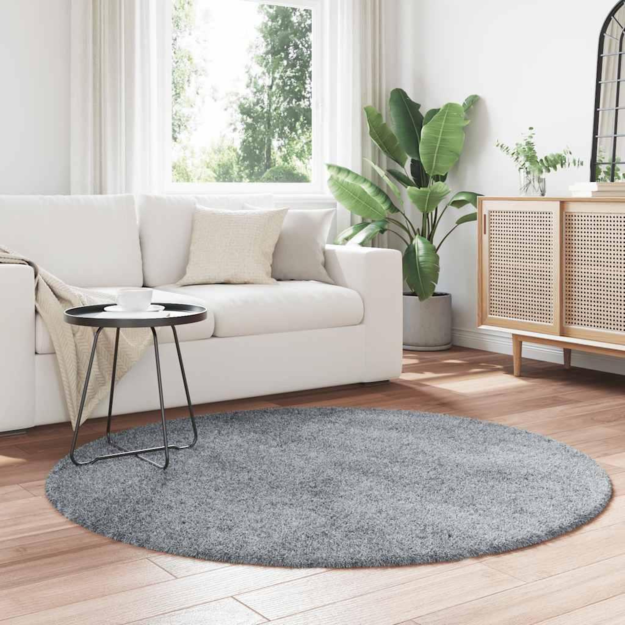 Voir la diapositive 3 : VIDAXL Tapis Shaggy a poils longs NAVARRA gris argente 160x160 cm