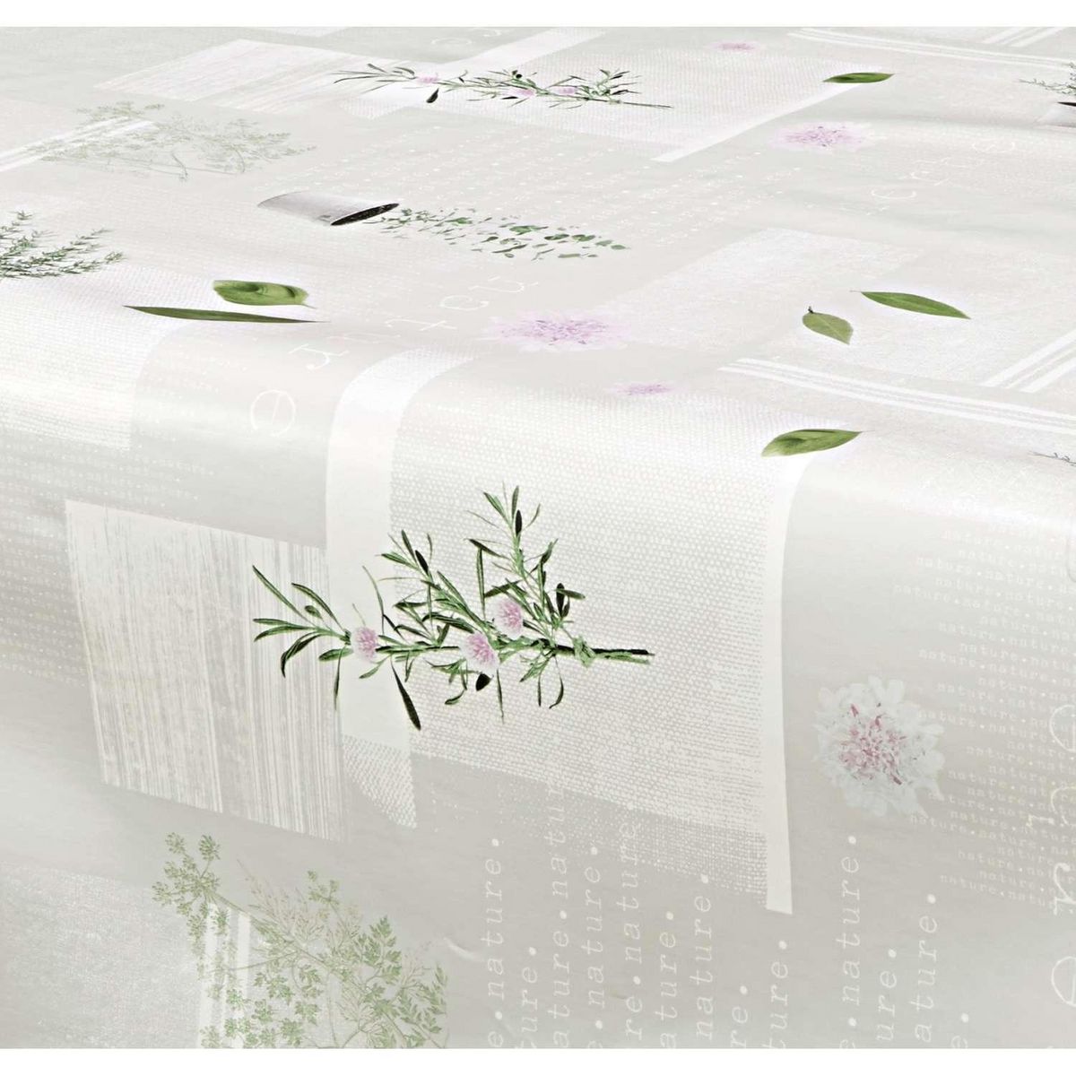 HABITABLE Nappe en toile cirée rectangulaire Aromatic - 140 x 250 cm - Ecru