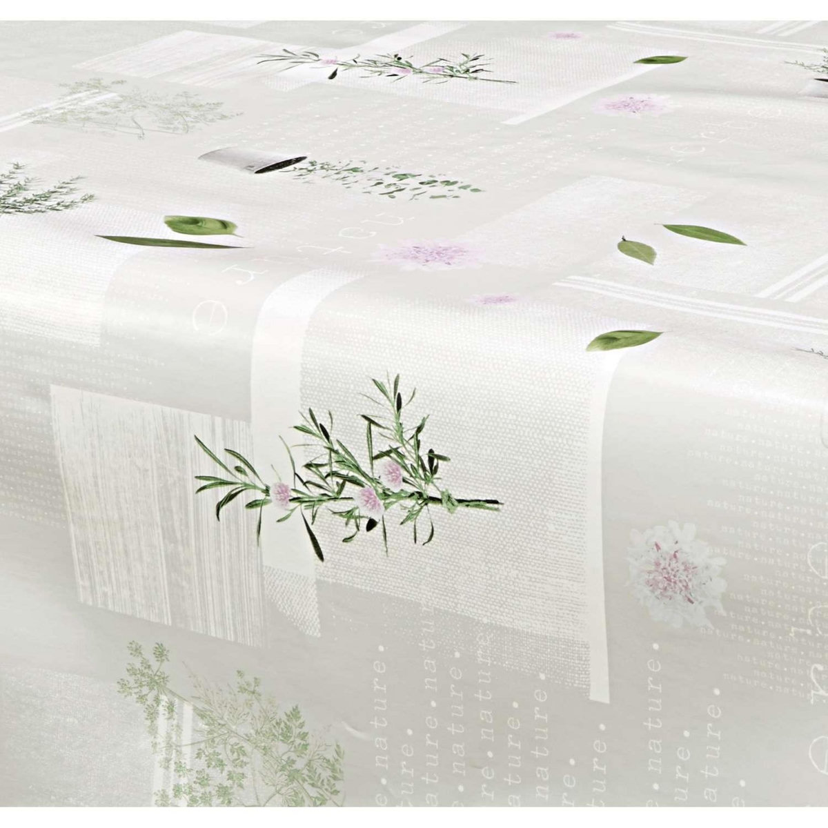 HABITABLE Nappe en toile cirée rectangulaire Aromatic - 140 x 250 cm - Ecru