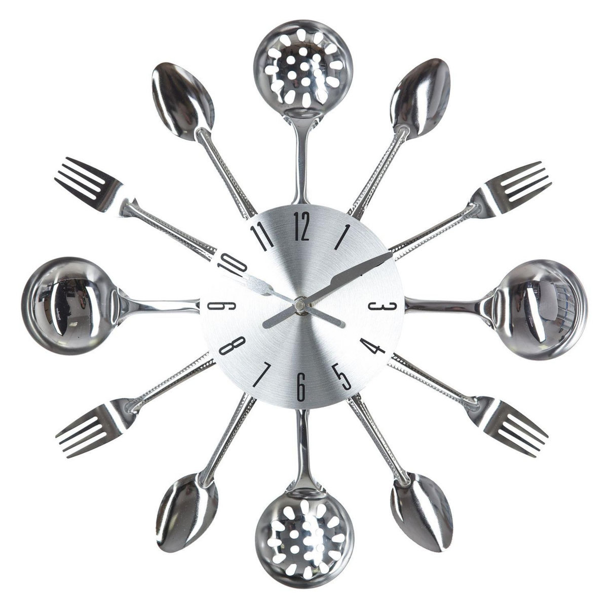 ATMOSPHERA Pendule Ustensiles - Diam. 38 cm - Argent