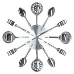 ATMOSPHERA Pendule Ustensiles - Diam. 38 cm - Argent