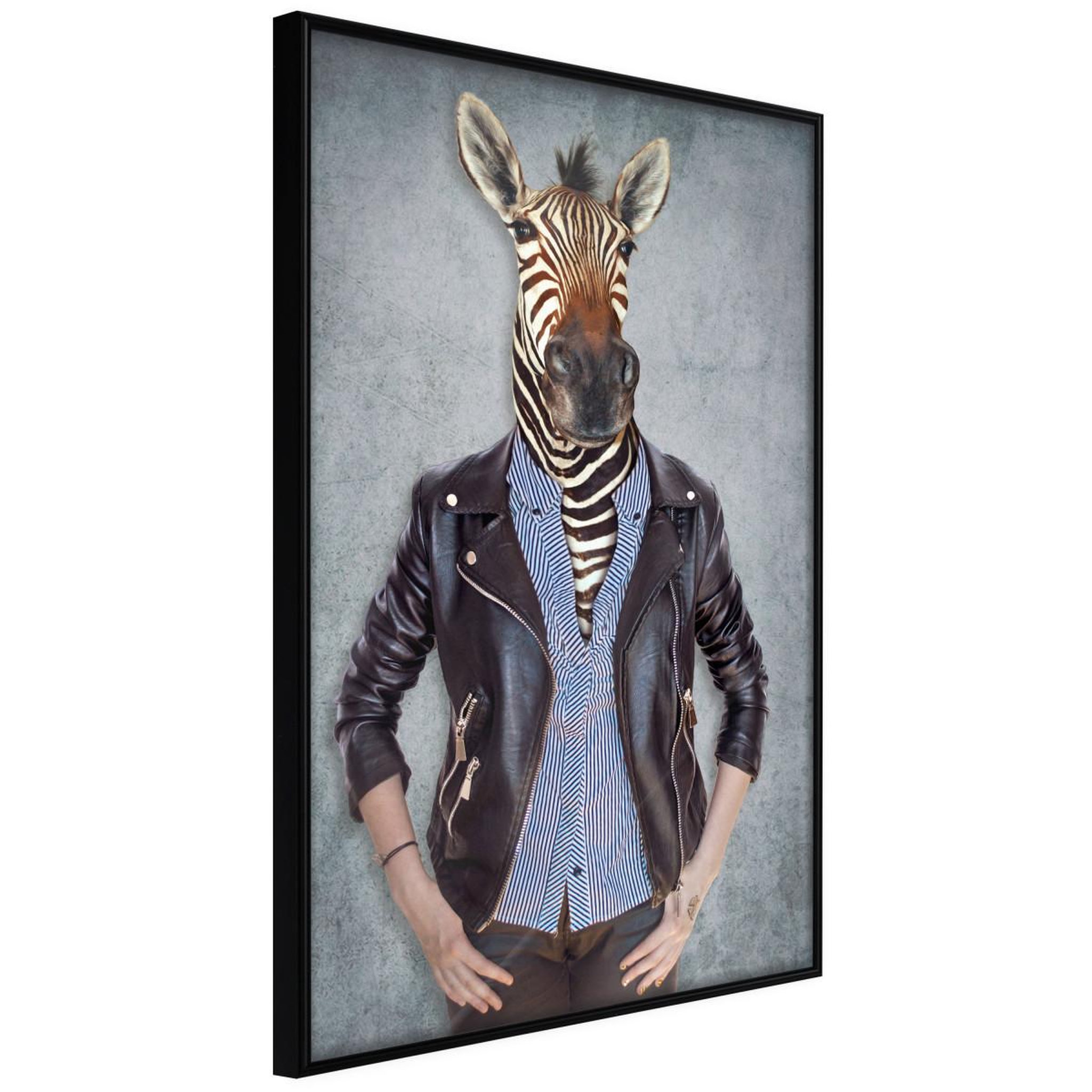 Paris Prix Affiche murale encadrée  animal alter ego zebra. Coloris disponibles : Jaune, Noir