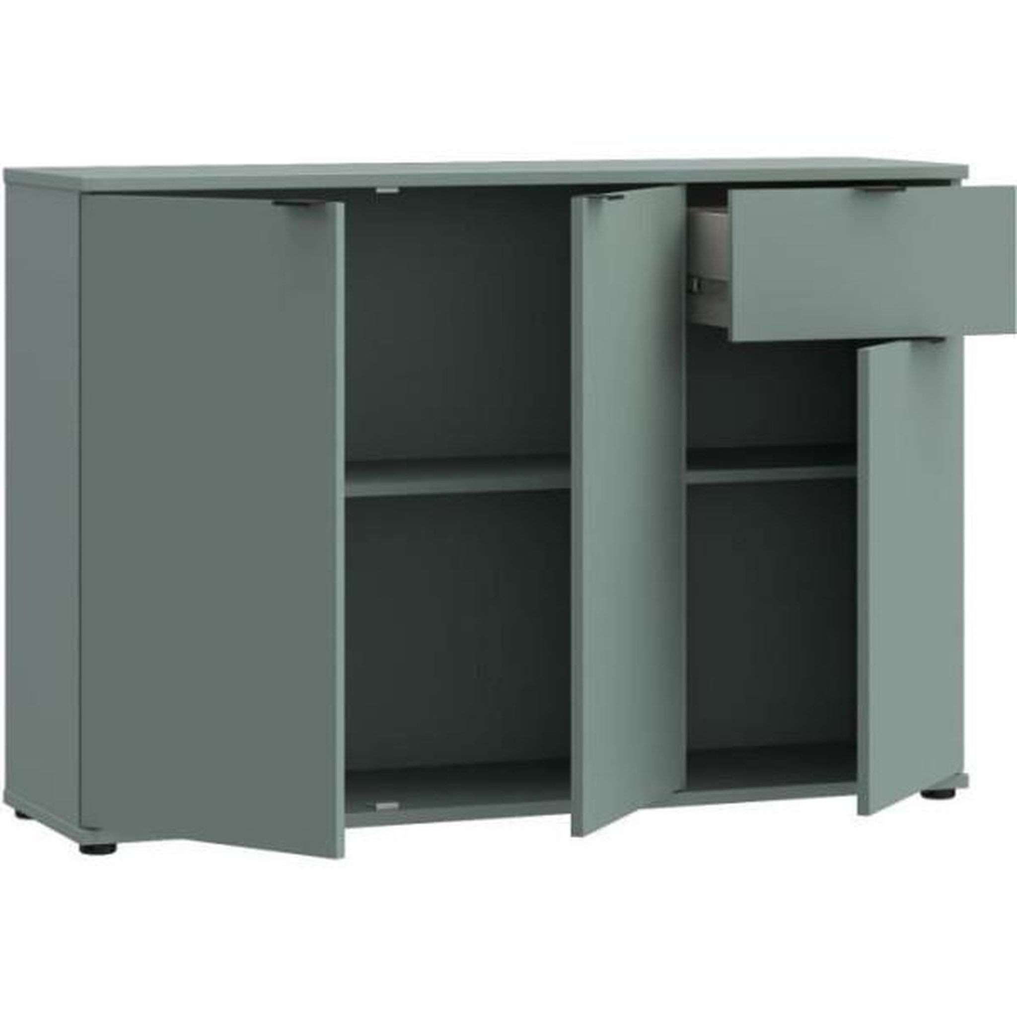 Voir la diapositive 5 : MARKET24 Commode - GANYMEDE - 3 portes - 1 tiroir - Sauge - 119,8 x 34,1 x 82,3 cm