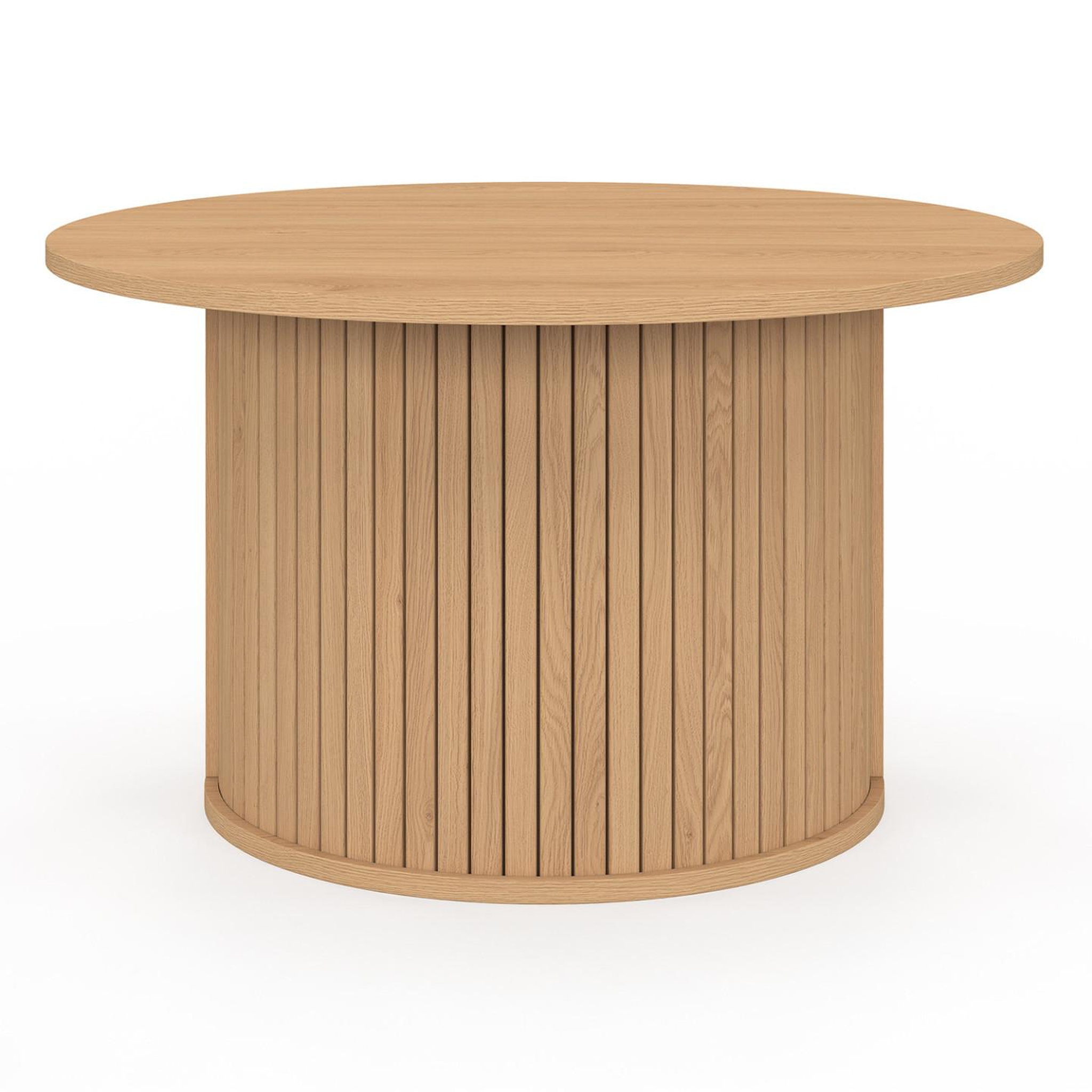 Voir la diapositive 3 : ID MARKET Table basse ronde juliette 70 cm lattes tasseau bois coloris chêne