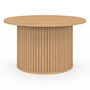Voir la diapositive 3 : ID MARKET Table basse ronde JULIETTE 70 cm lattes tasseau bois coloris chêne