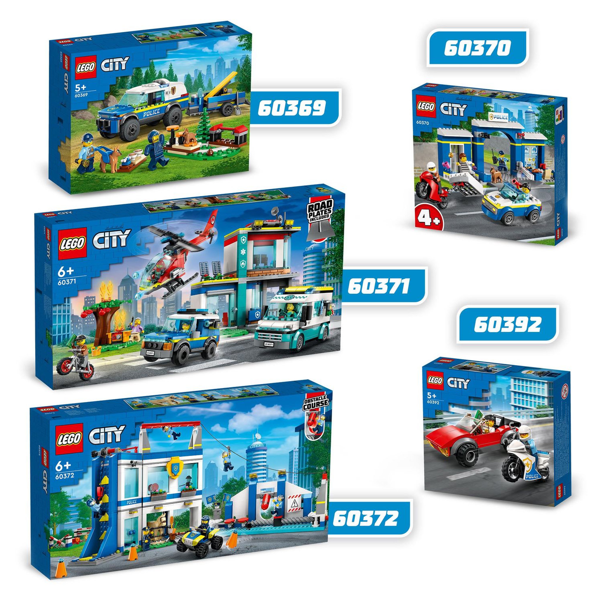 Voir la diapositive 7 : LEGO City 60370 La course poursuite au poste de police, Voiture Jouet et Moto, Prison, 4 Minifigurines et Figurine de Chien, Évasion Prison